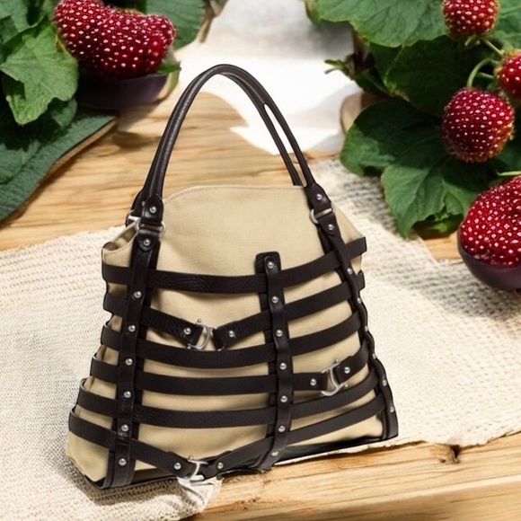 ETIENNE AIGNER DAMASCUS BELTED LEATHER TOTE WITH TWO FABRIC INSERTS - Picture 13 of 16